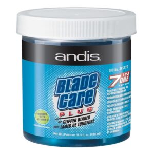 A tub of andis blade care plus