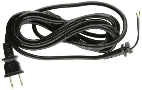 A black cord is connected to the side of a car.