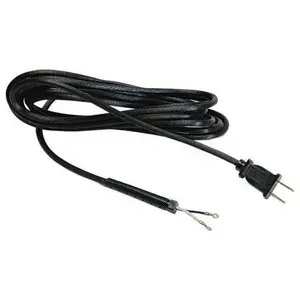 A black cord with two wires connected to it.