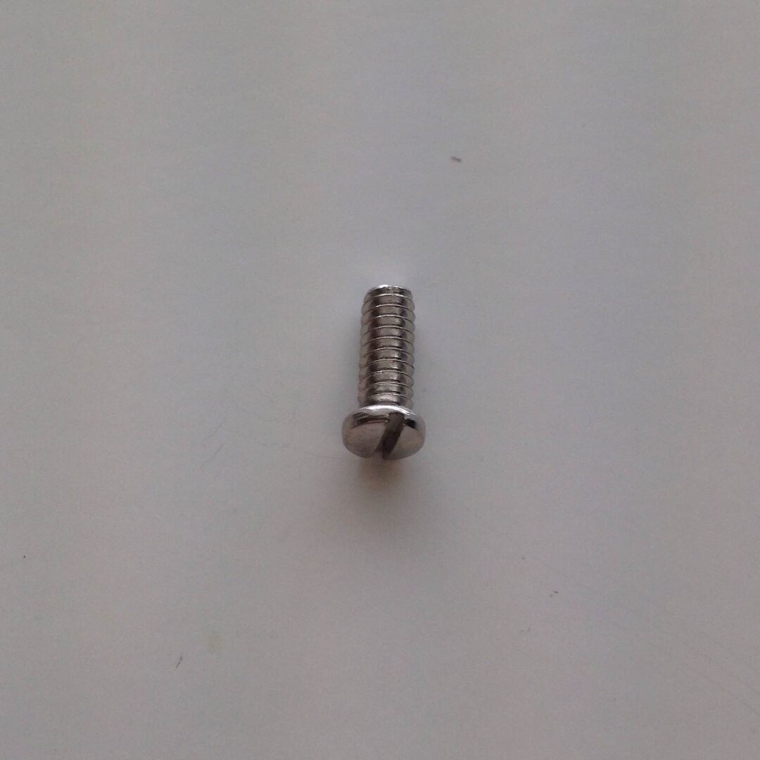 A close up of a screw on the wall