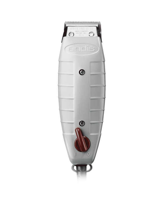 A white hair trimmer with red accents.