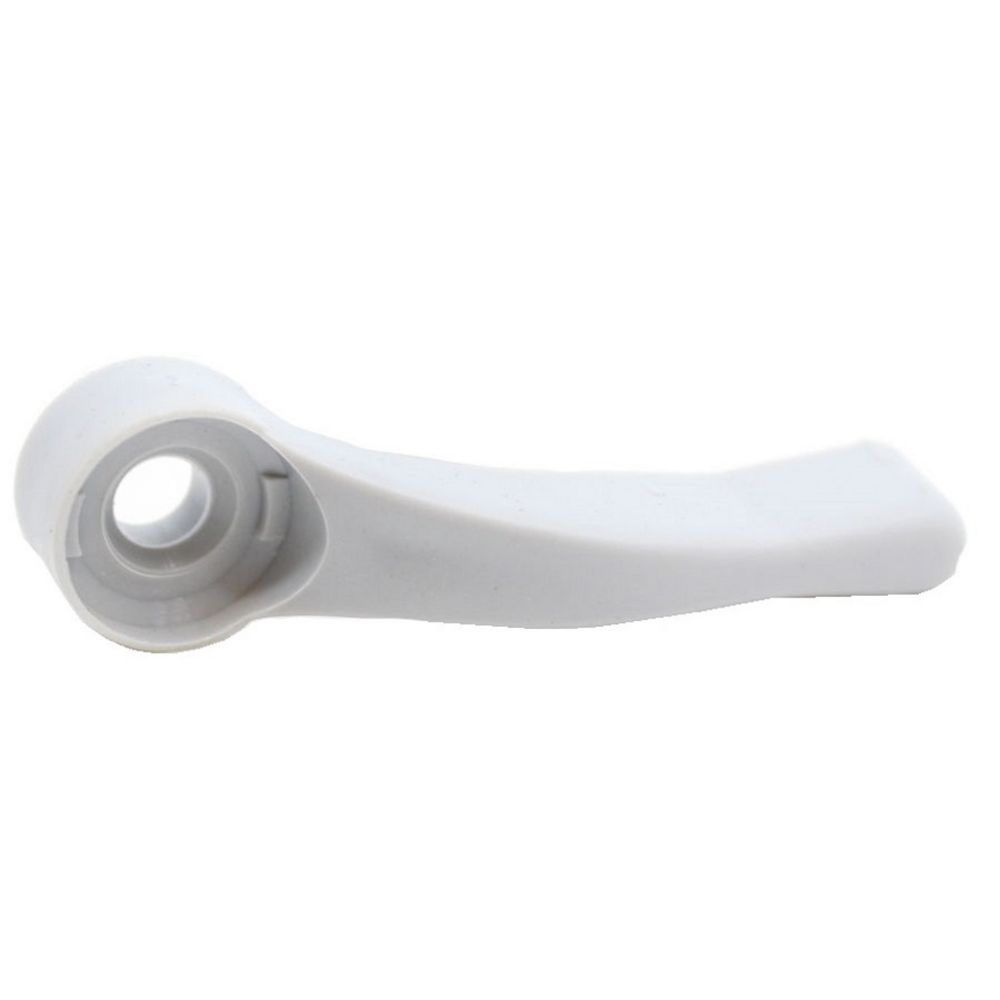 A white handle with a gray knob on it.