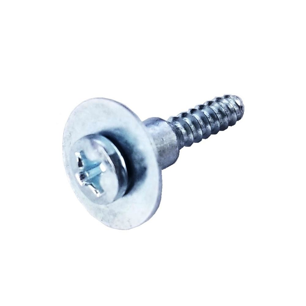 A metal screw with a nut and washer attached to it.