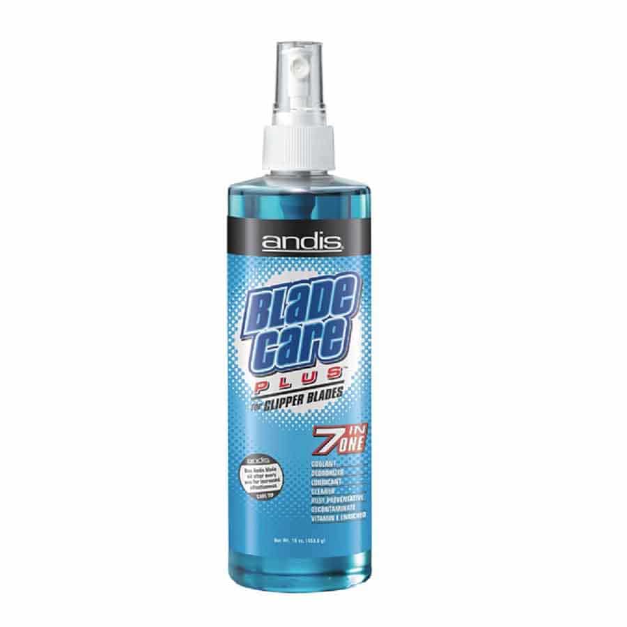 A bottle of blade care plus is shown.