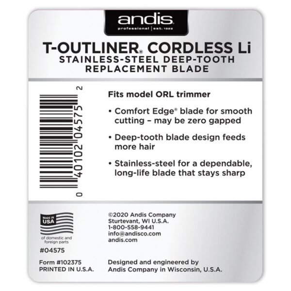A package of the andis t-outliner cordless li blade.