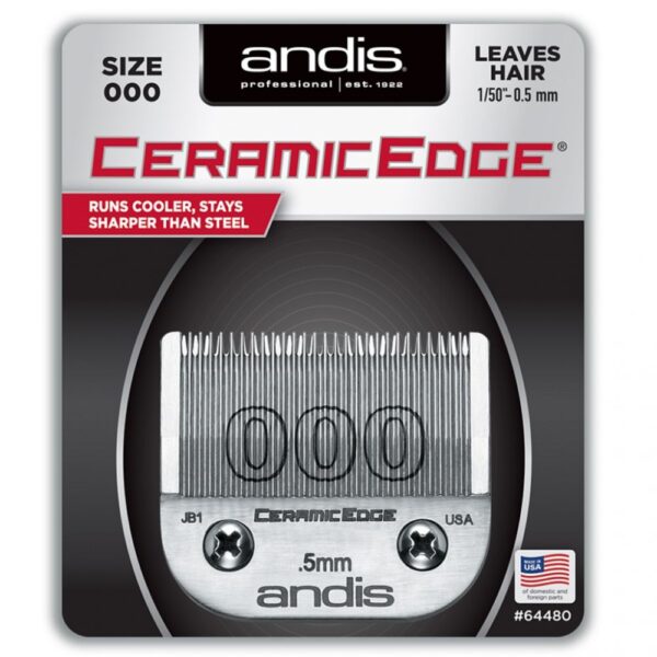 A package of an andis ceramic edge blade.