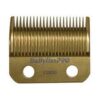 A gold plated blade for a hair clipper.