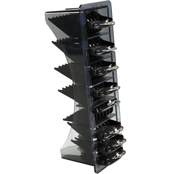 A black plastic tower with many different compartments.