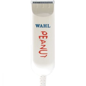 A white wahl peanut trimmer with red and blue lettering.