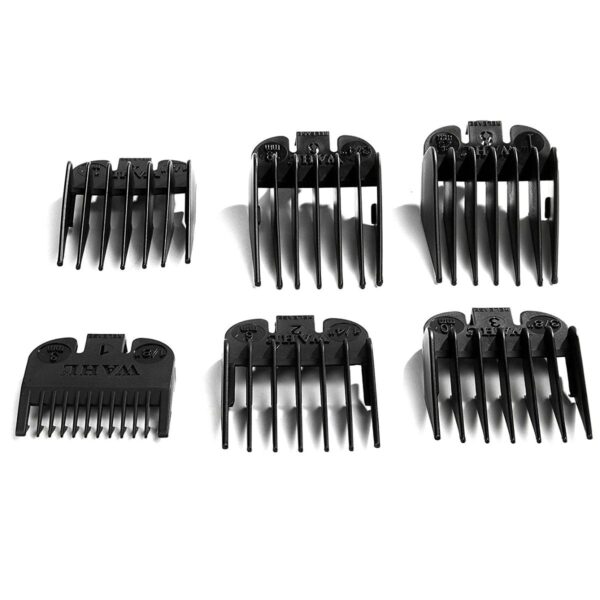 A set of six different sizes of hair clippers.