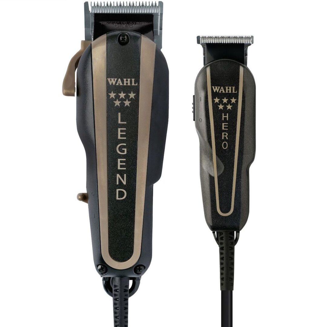 A black and silver hair clippers next to each other.
