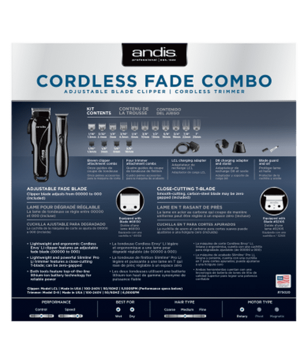 A black and white poster of the cordless fade combo.