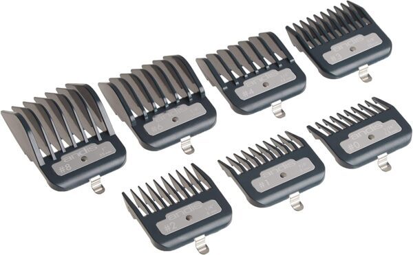 A group of different sized metal combs.