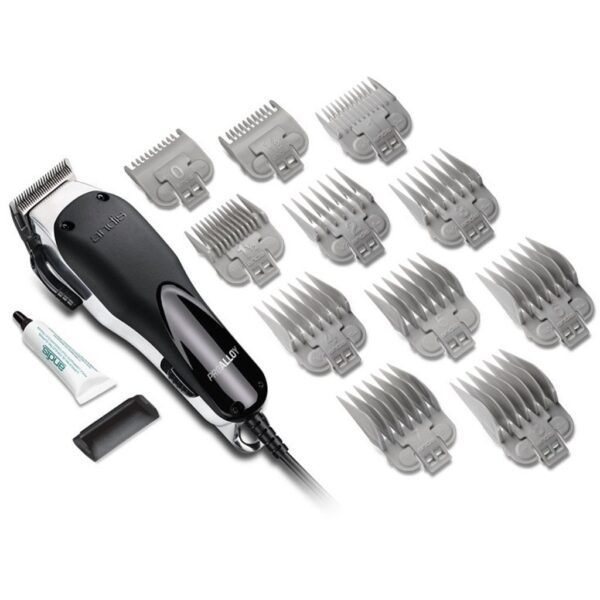 A black and silver hair clipper with 1 2 different blades.